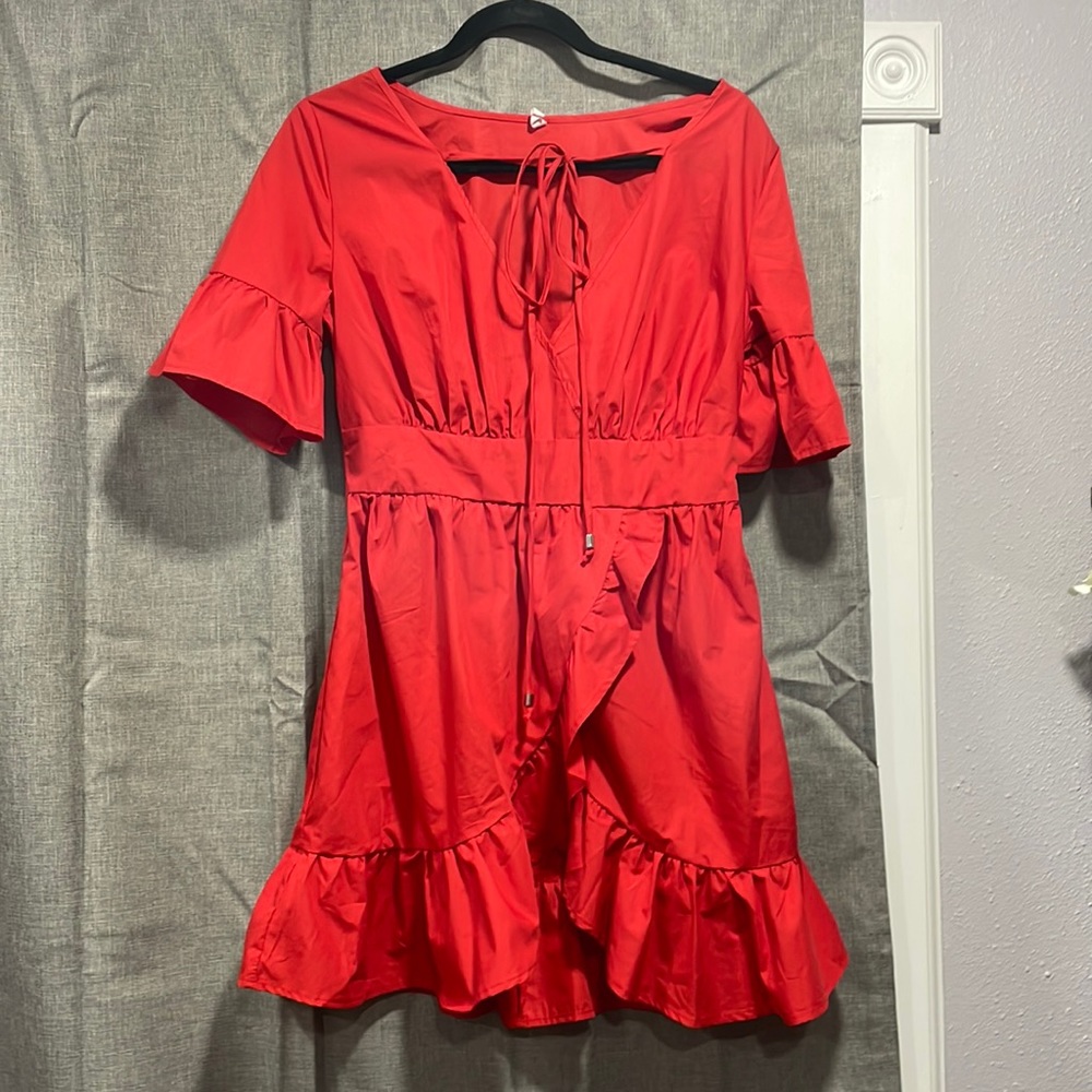 #157 Red Cutie Ruffle Dress